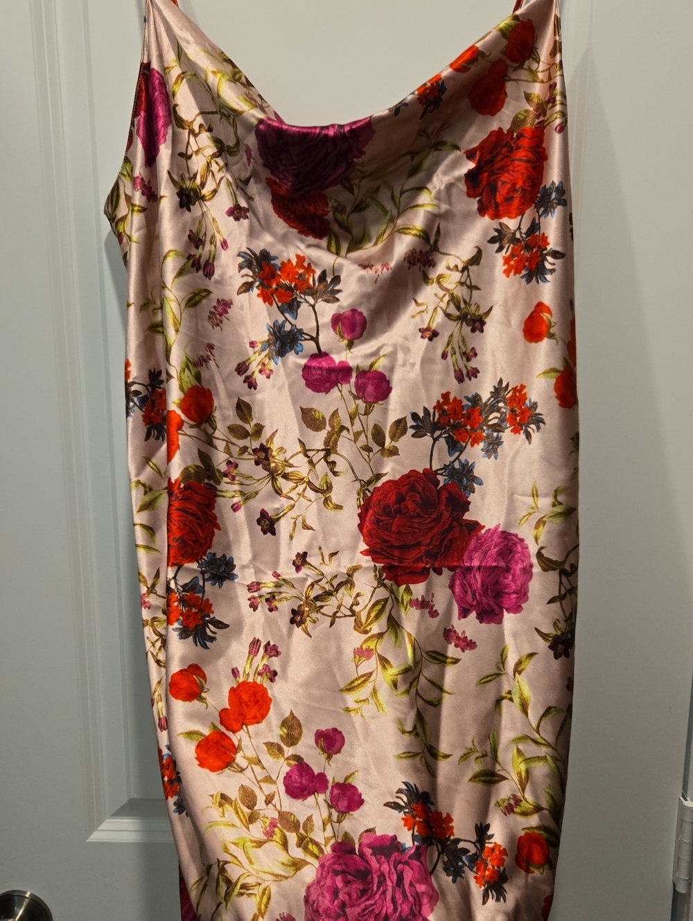 Ambrielle Pink Floral Satin Chemise Slip
